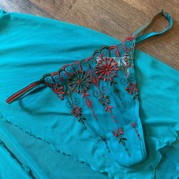 VS Vintage Y2K Pink Label Moroccan Embroidered Bohemian Crystal Babydoll & Panty - Picture 2 of 15